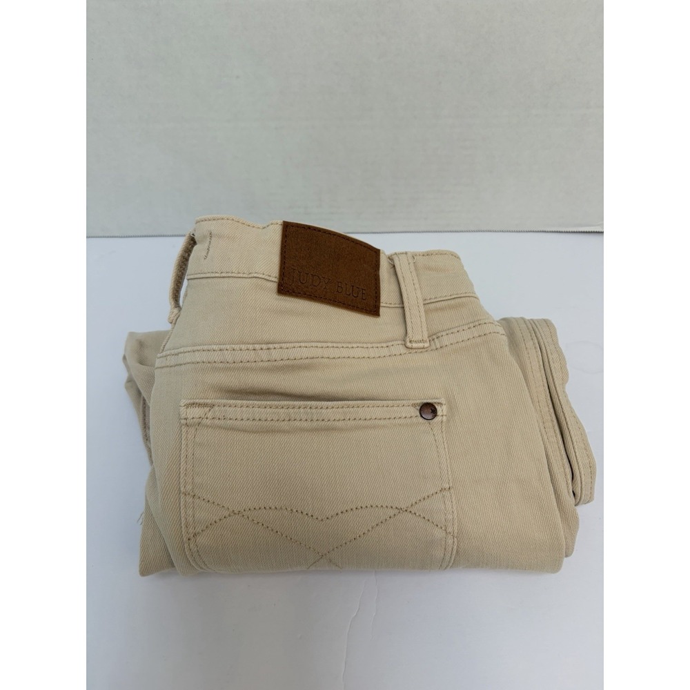Judy Blue Jeans 9/29 Garment Dyed Beige High Rise Crop Raw Frey Hem JB88802C